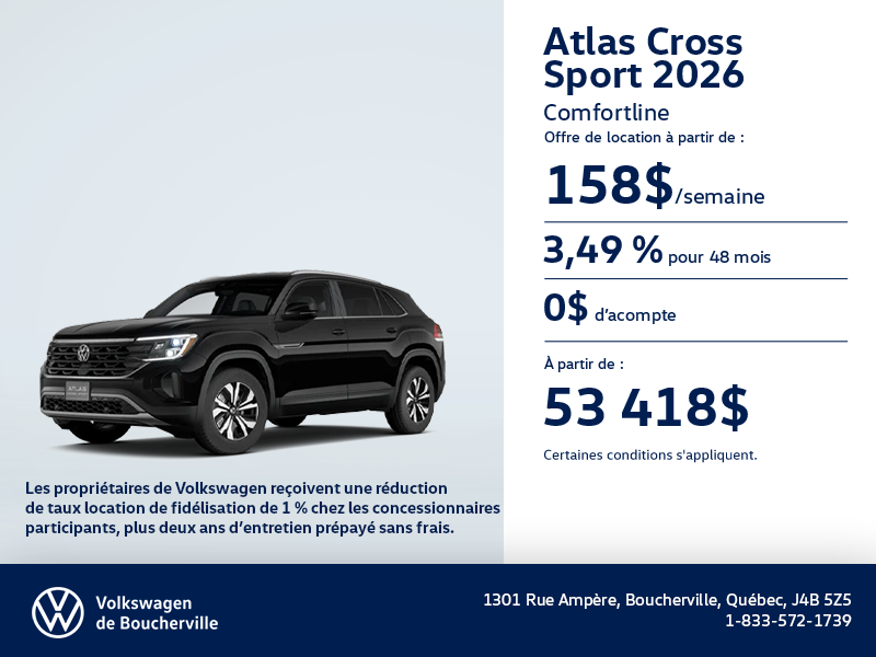 Procurez-vous le Volkswagen Atlas Cross Sport 2026
