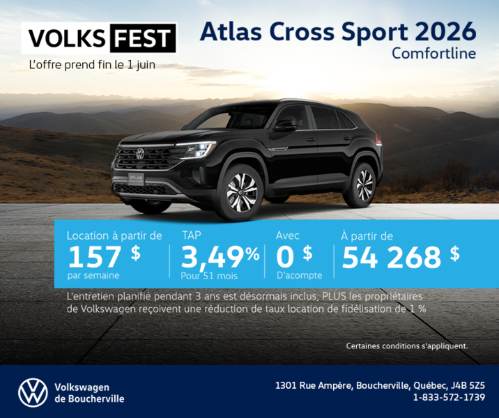 Procurez-vous le Volkswagen Atlas Cross Sport 2026