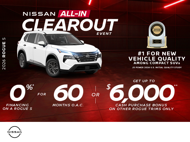 Get the 2026 Nissan Rogue S Today!