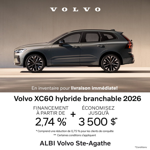 Le Volvo XC60 hybride branchable 2026 - Financement