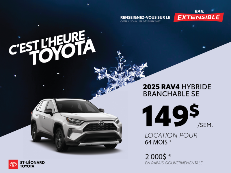 RAV4 Hybride Branchable SE 4RM Offre 149$/Sem.
