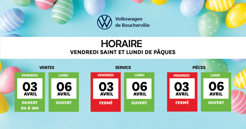 HORAIRE DE PÂQUES !