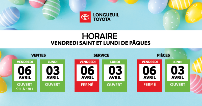 HORAIRE DE PÂQUES !