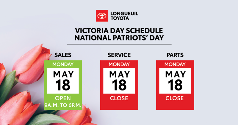 Victoria Day Schedule