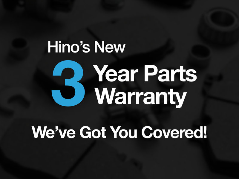 New! Hino Trucks 3 Year Parts Warranty