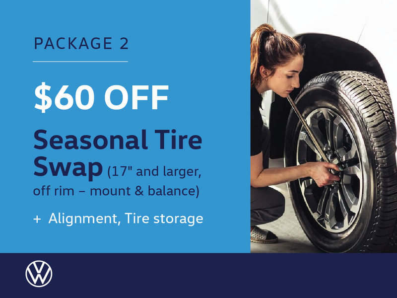 Seasonal Tire Change (off rim - 17” and bigger), Alignment and Tire Storage Package