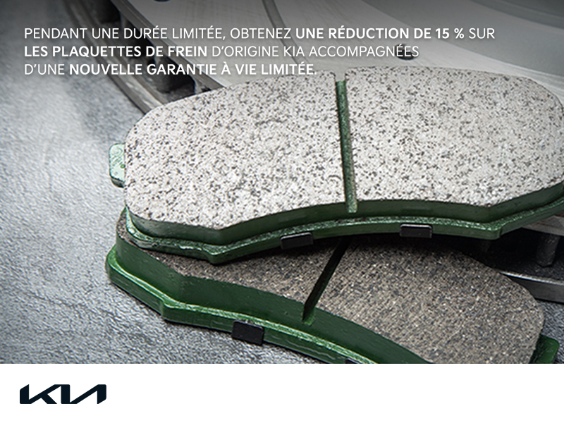 Obtenez 15 % de réduction sur les plaquettes de frein d'origine Kia