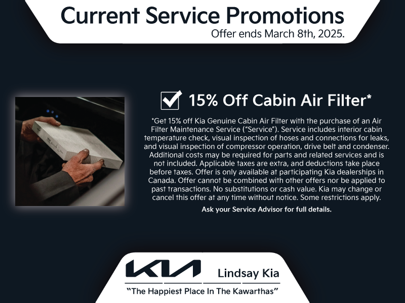 15% Off Cabin Air Filter