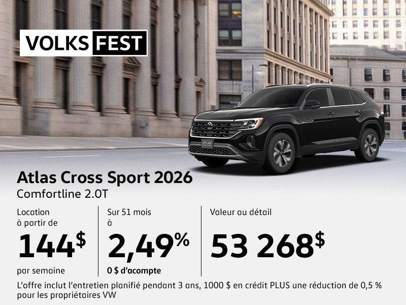 Procurez-vous le tout nouveau Volkswagen Atlas Cross Sport 2026
