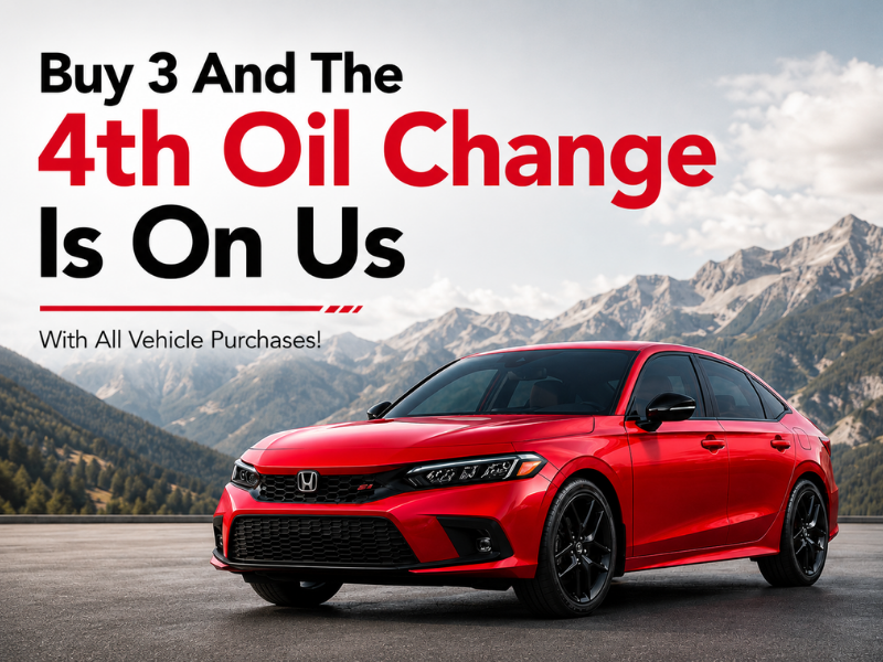 Buy 3 & The 4th Oil Change Is On Us With All Vehicle Purchases
