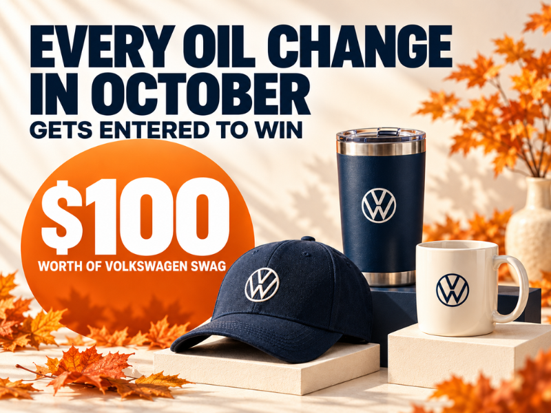 Every Oil Change In October Gets Entered To Win $100 Worth Of Volkswagen Swag