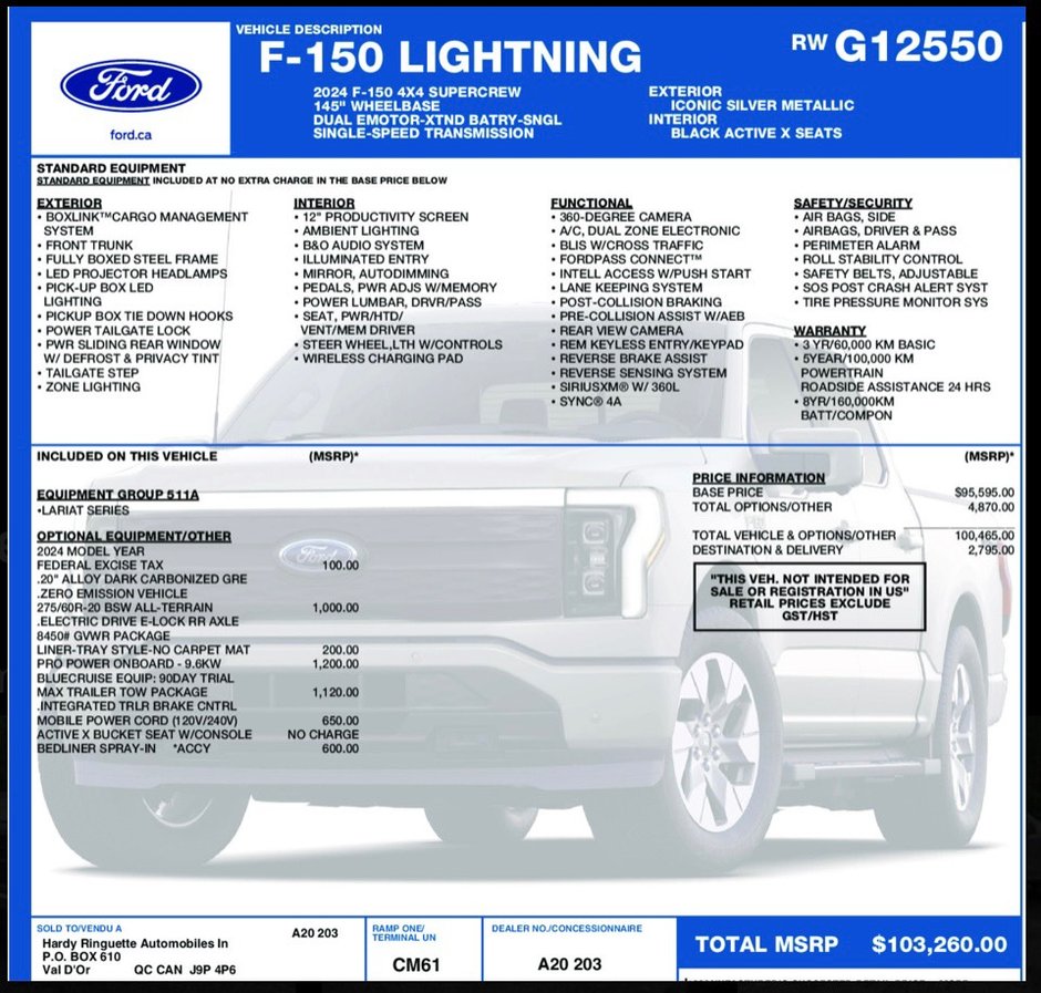2024 Ford F-150 Lightning LARIAT SUPERCREW AWD ELECTRIQUE-4
