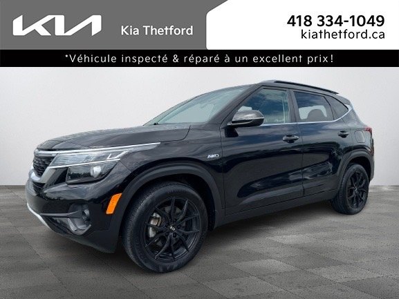 Kia Seltos EX AWD DEMARREUR VOLANT CHAUFFANT PAS ACCIDENTE 2021 INSPECTE+DETECTEUR D'ANGLES MORTS+TOIT OUVRANT+SIEGES CHAUFFANTS+AIR CLIMATISE+CUIR+MAGS 17''