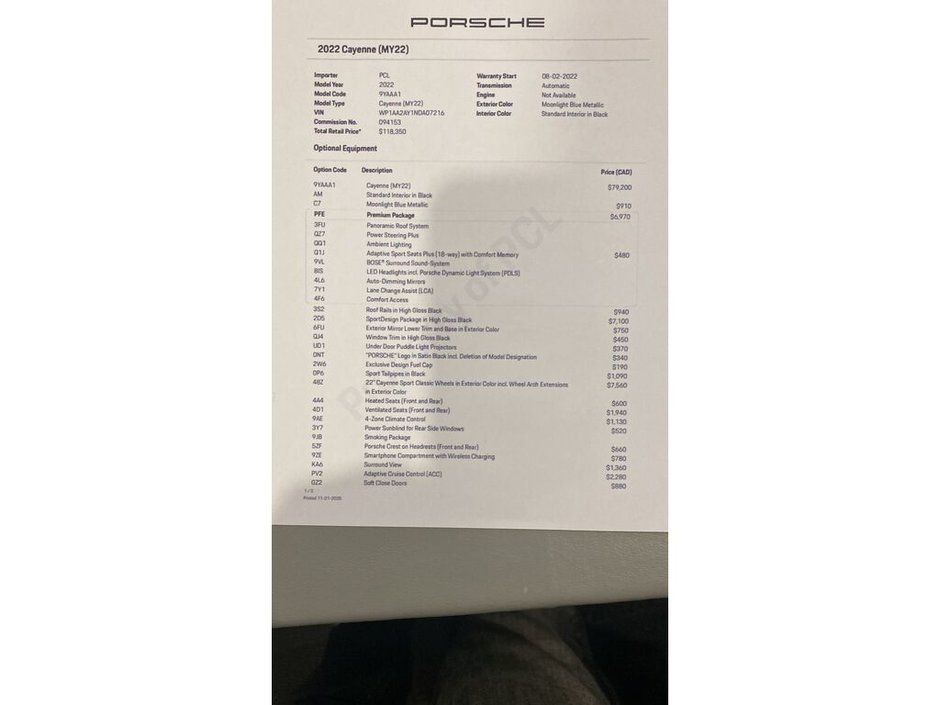 2022 Porsche Cayenne BASE Clean Carfax | Canadian Vehicle | Dealer Certified |