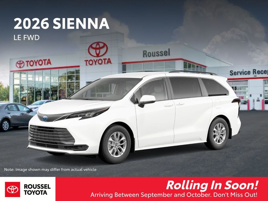 Toyota Sienna Hybrid LE FWD 8 PASSENGER 2026 à Miramichi, Nouveau-Brunswick