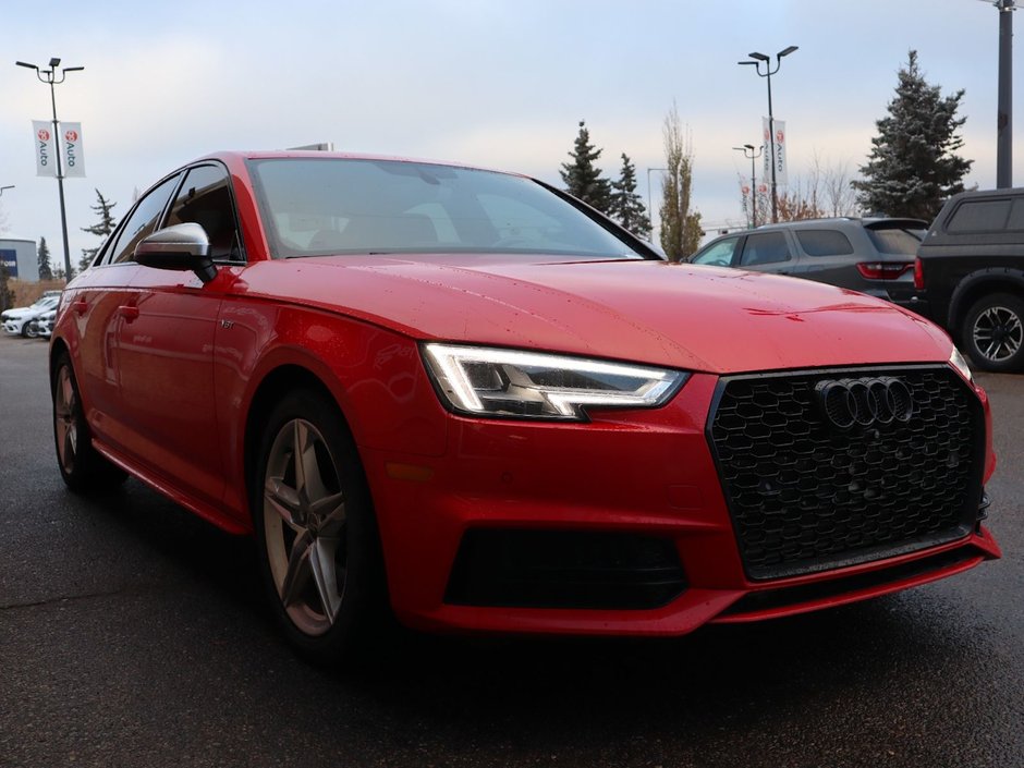 2018 Audi S4 SEDAN PROGRESSIV IN RED EQUIPPED WITH A 3.0L TURBO V6 , QUATTRO AWD , 8SPD AUTO , LEATHER HEATED SEATS , PREMIUM AUDIO , DUAL ZONE AC-10