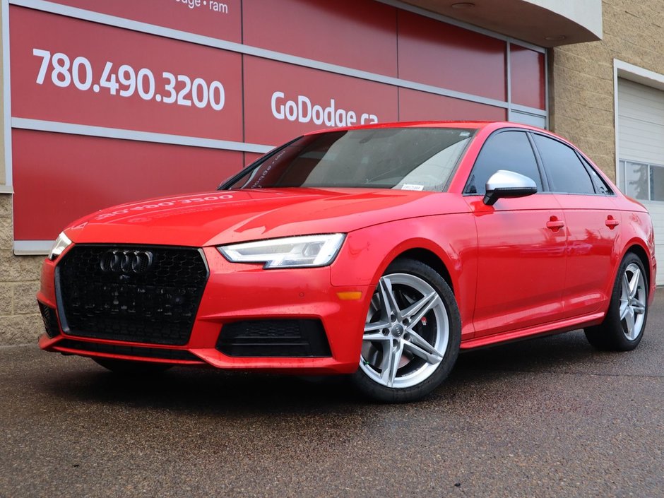 2018 Audi S4 SEDAN PROGRESSIV IN RED EQUIPPED WITH A 3.0L TURBO V6 , QUATTRO AWD , 8SPD AUTO , LEATHER HEATED SEATS , PREMIUM AUDIO , DUAL ZONE AC-0