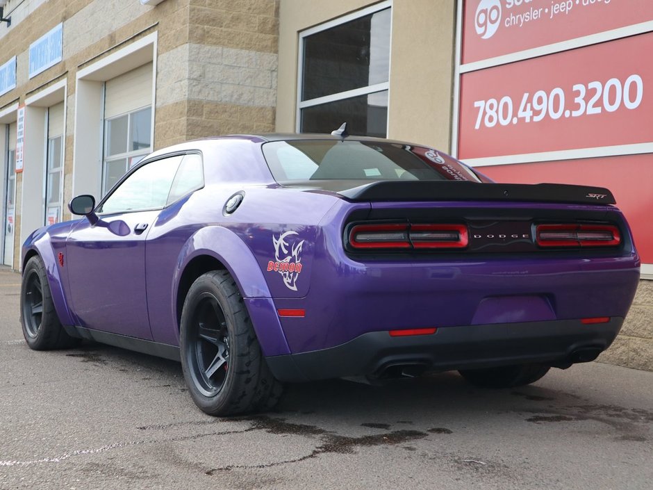2018 Dodge Challenger SRT DEMON IN PLUM CRAZY PEARL EQUIPPED WITH A 6.2L SRT SUPERCHARGED V8 , 8SPD HIGH PERF TF AUTO , RWD , SUNROOF , GRAPHICS PCKG-7