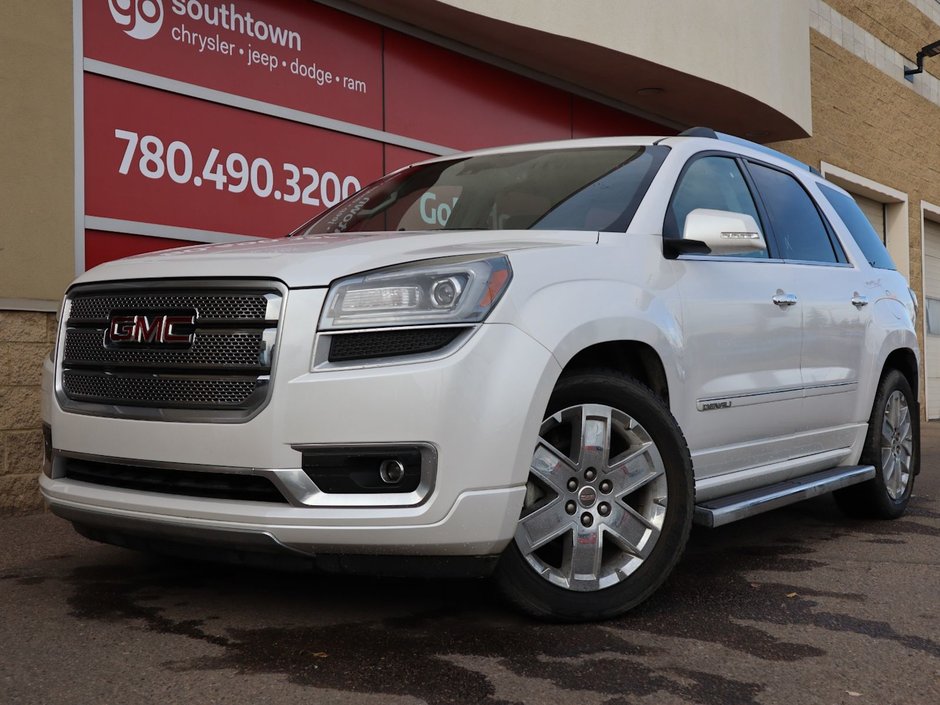 2016 GMC Acadia DENALI IN WHITE EQUIPPED WITH A 3.6L V6 , AWD , 6SPD AUTO , PREMIUM BOSE AUDIO , DUAL EXHAUST , SUNROOF , DUAL HEADREST DVD ENTE-0