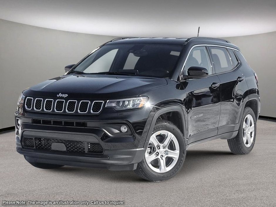 2024 Jeep Compass NORTH IN DIAMOND BLACK EQUIPPED WITH A 2.0L TURBO I4 , 4X4 , 8SPD AUTO , TERRAIN MGMT , FCW , ACTIVE LANE MGMT , BACKUP CAM , AU-0