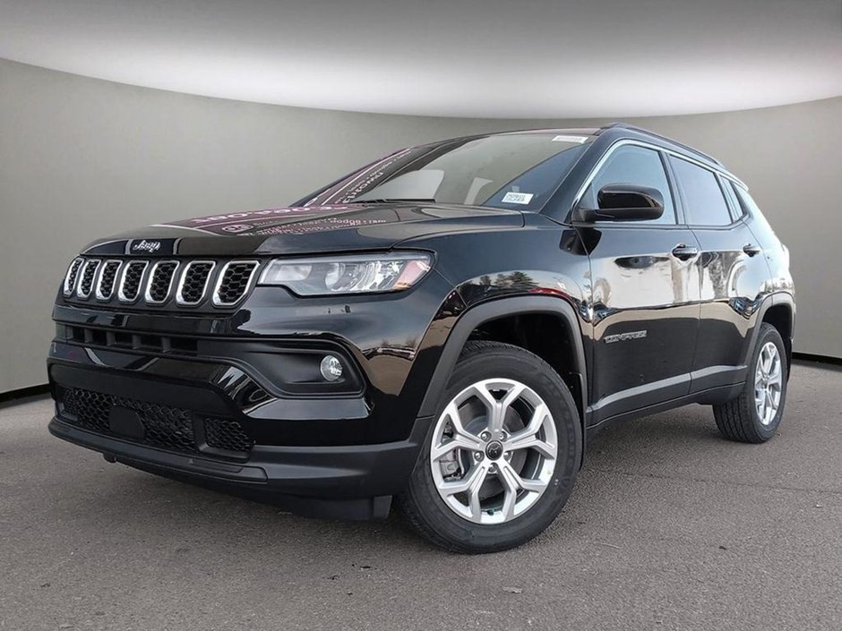 2025 Jeep Compass NORTH IN DIAMOND BLACK EQUIPPED WITH A 2.0L TURBO I4 , 4X4 , 8SPD AUTO , CONVENIENCE GROUP , 10.1INCH W/NAV , PWR TAILGATE , PWR-0