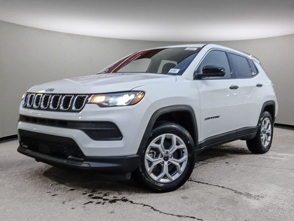 2025 Jeep Compass SPORT IN BRIGHT WHITE EQUIPPED WITH A 2.0L TURBO I4 , 4X4 , 8SPD AUTO , TERRAIN MGMT , FCW , ACTIVE LANE MGMT , BACKUP CAM , AUT-0