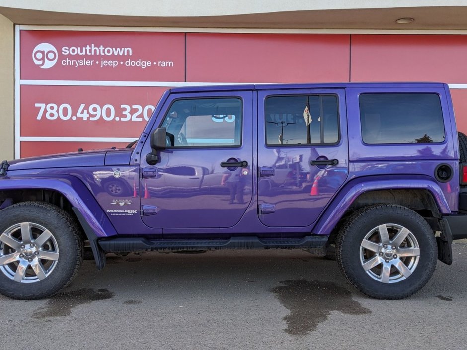 2018 Jeep WRANGLER JK UNLIMITED UNLIMITED SAHARA IN XTREME PURPLE PEARL EQUIPPED WITH A 3.6L V6 , 4X4 , 5SPD AUTO , NAV , 18INCH RIMS , REMOTE START , HARDTOP ,-4