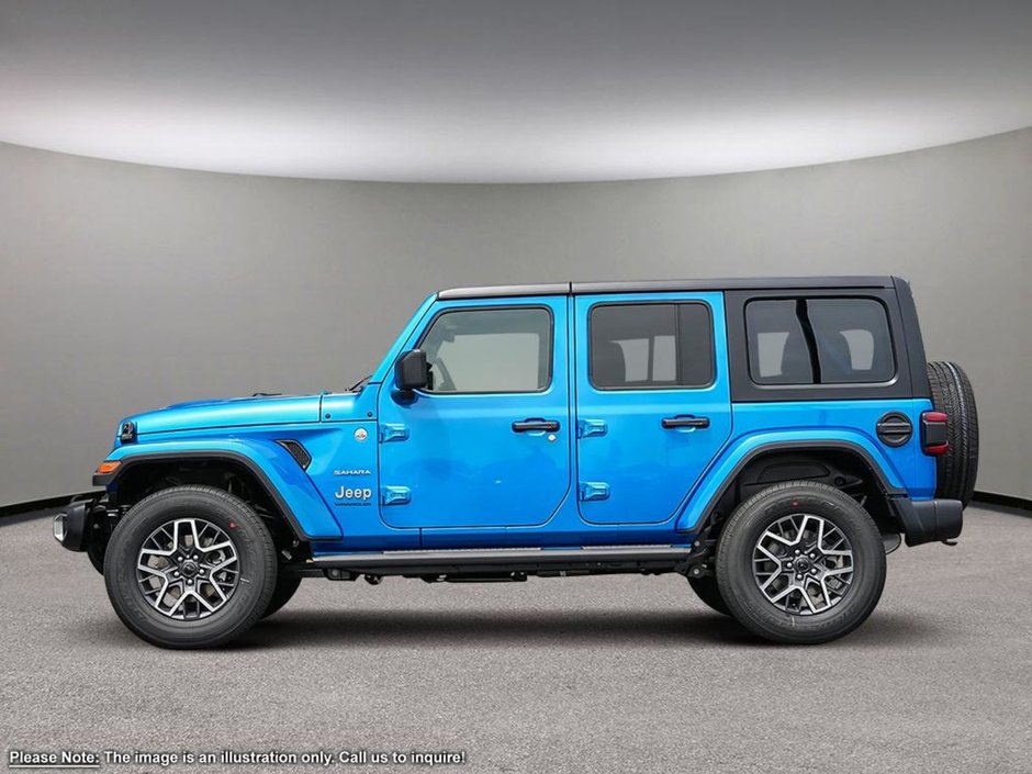 2024 Jeep Wrangler SAHARA IN HYDRO BLUE EQUIPPED WITH A 3.6L V6 , 4X4 , 8SPD TF AUTO , 4X4 , MCKINLEY LEATHER SEATS , SAFETY GROUP , 18INCH RIMS ,-2