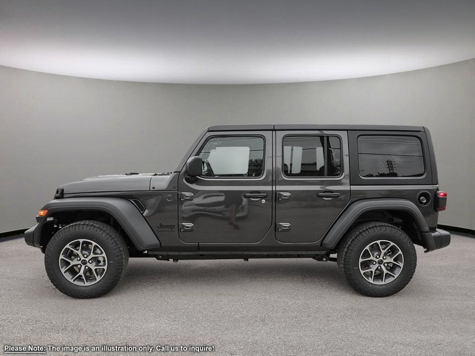 2024 Jeep Wrangler SPORT IN GRANITE METALLIC EQUIPPED WITH A 3.6L V6 , 4X4 , 8SPD TF AUTO , 17INCH RIMS , SAFETY GROUP , TECH GRUOP , CONVENIENCE G-2