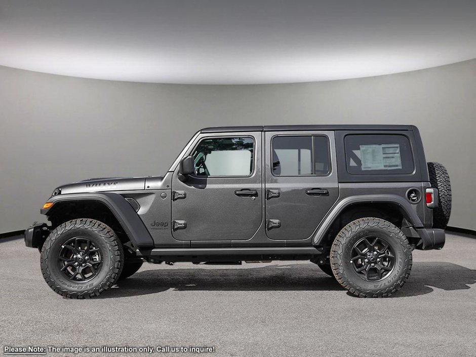 2024 Jeep Wrangler WILLYS IN GRANITE METALLIC EUQIPPED WITH A 3.6L V6 , 4X4 , 8SPD TF AUTO , SAFETY GROUP , TECH GROUP , CONVENIENCE GROUP , DANA W-2