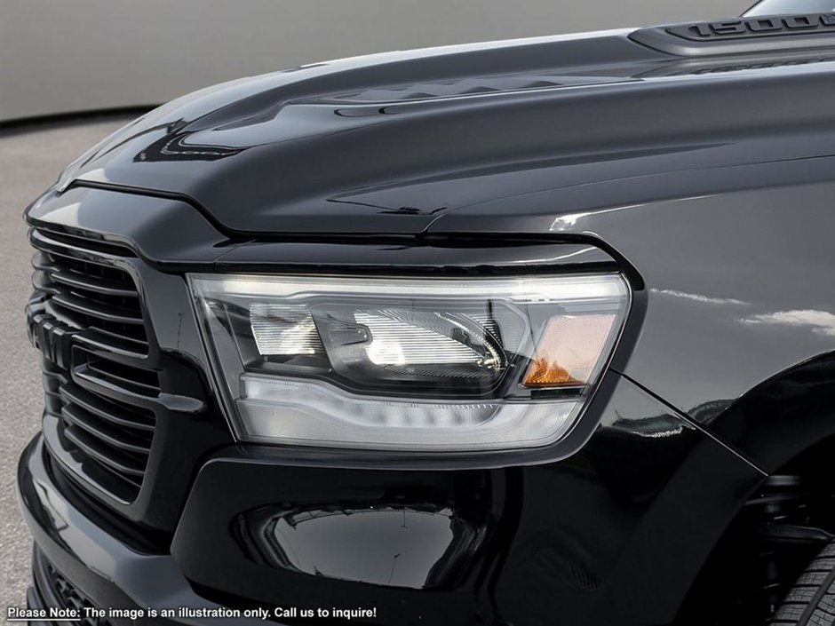 2024 Ram 1500 SPORT IN DIAMOND BLACK EQUIPPED WITH A 5.7L HEMI V8 W/ETORQUE , 4X4 , 8SPD AUTO , 22INCH RIMS , BSM/RCPD , 125L TANK , SPORT HOO-8