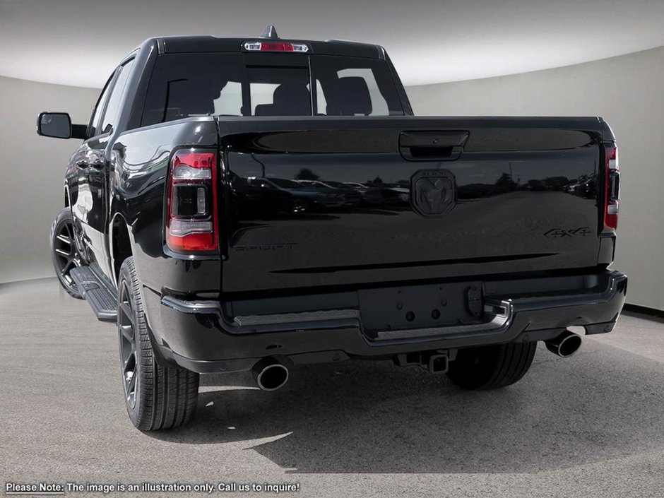 2024 Ram 1500 SPORT IN DIAMOND BLACK EQUIPPED WITH A 5.7L HEMI V8 W/ETORQUE , 4X4 , 8SPD AUTO , 22INCH RIMS , BSM/RCPD , 125L TANK , SPORT HOO-3