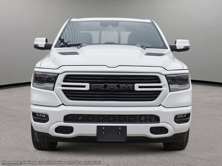 2024 Ram 1500 SPORT IN BRIGHT WHITE EQUIPPED WITH A 5.7L HEMI V8 , 4X4 , 8SPD AUTO , 22INCH RIMS , 125L TANK , BSM/RCPD , SPORT HOOD , PANORAM-1