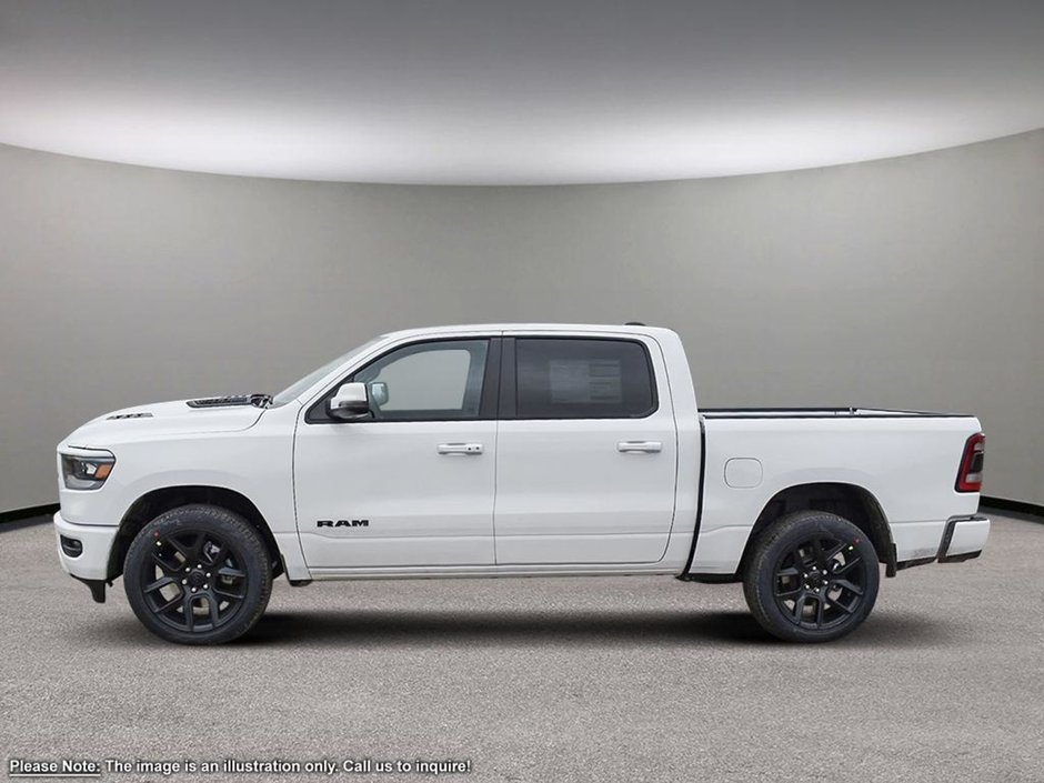 2024 Ram 1500 SPORT IN BRIGHT WHITE EQUIPPED WITH A 5.7L HEMI V8 , 4X4 , 8SPD AUTO , 22INCH RIMS , 125L TANK , BSM/RCPD , SPORT HOOD , PANORAM-2