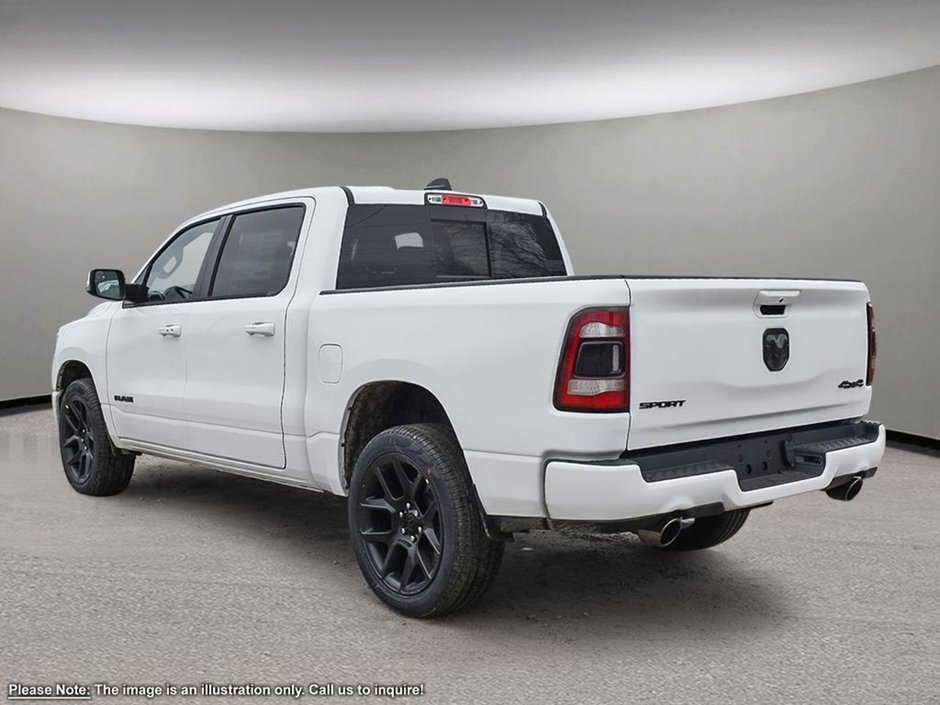 2024 Ram 1500 SPORT IN BRIGHT WHITE EQUIPPED WITH A 5.7L HEMI V8 , 4X4 , 8SPD AUTO , 22INCH RIMS , 125L TANK , BSM/RCPD , SPORT HOOD , PANORAM-3