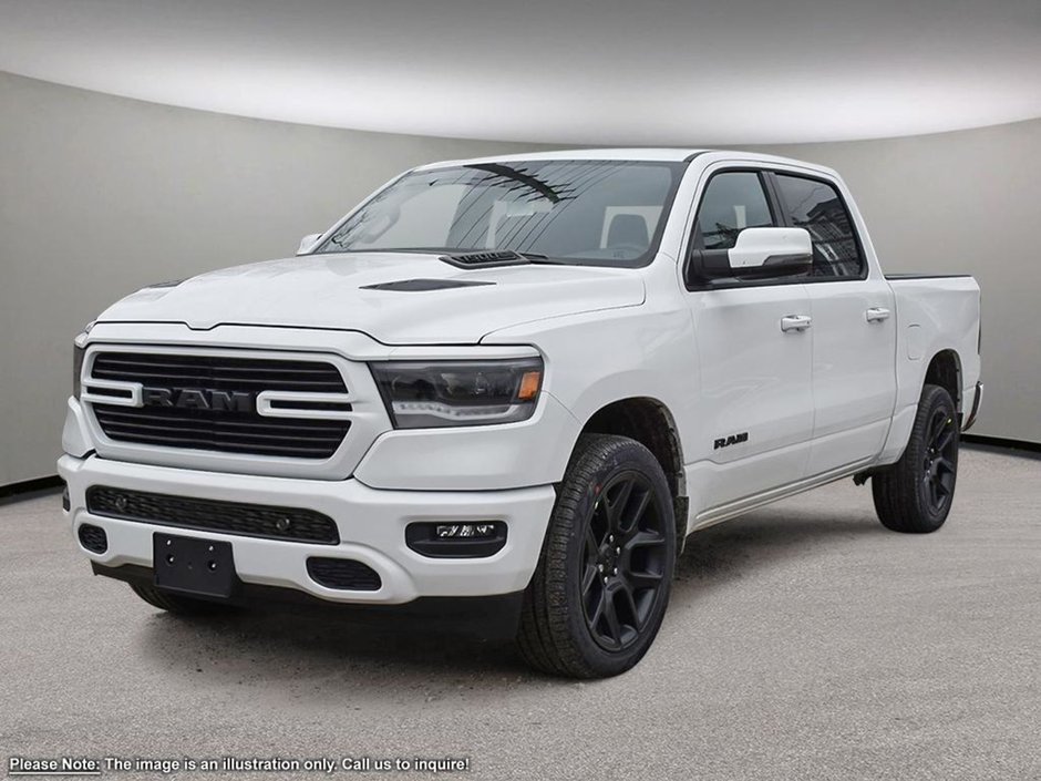 2024 Ram 1500 SPORT IN BRIGHT WHITE EQUIPPED WITH A 5.7L HEMI V8 , 4X4 , 8SPD AUTO , 22INCH RIMS , 125L TANK , BSM/RCPD , SPORT HOOD , PANORAM-0