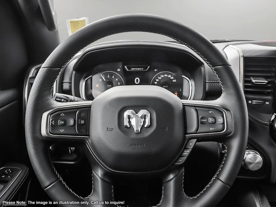 2024 Ram 1500 SPORT IN BRIGHT WHITE EQUIPPED WITH A 5.7L HEMI V8 , 4X4 , 8SPD AUTO , 22INCH RIMS , 125L TANK , BSM/RCPD , SPORT HOOD , PANORAM-8