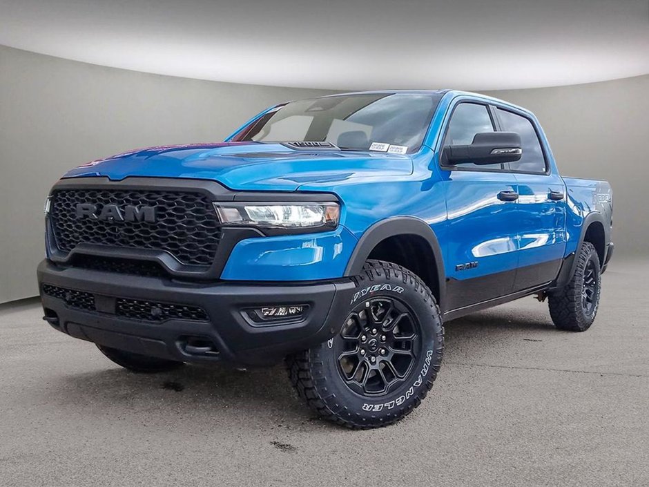 2025 Ram 1500 REBEL IN HYDRO BLUE EQUIPPED WITH A 3.0L TWIN TURBO I6 , 4X4 , 8SPD AUTO , PERF SHOCKS , CLOTH/VINYL BUCKET SEATS-0