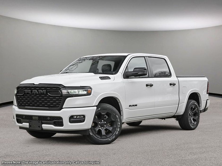 2025 Ram 1500 BIG HORN NIGHT EDITION IN BRIGHT WHITE EQUIPPED WITH A 3.0L TWIN TURBO I6 , 4X4 , 8SPD AUTO , TONNEAU COVER , BIG HORN LVL 2 , 2-0