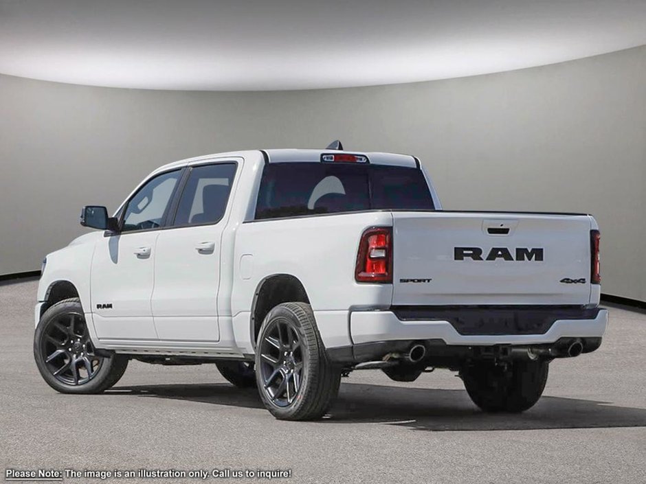 2025 Ram 1500 SPORT NIGHT EDITION IN BRIGHT WHITE EQUIPPED WITH A 3.0L TWIN TURBO I6 , 4X4 , 8SPD AUTO , PANO SUNROOF , SPORT HOOD , SPORT LVL-3