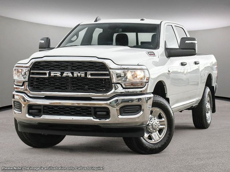 2024 Ram 3500 TRADESMAN IN BRIGHT WHITE EQUIPPED WITH A 6.7L CUMMINS TURBO DIESEL I6 , 4X4 , 6SPD AUTO , DUALLY , TRAILER BRAKE CONTROL , 8.4I-0
