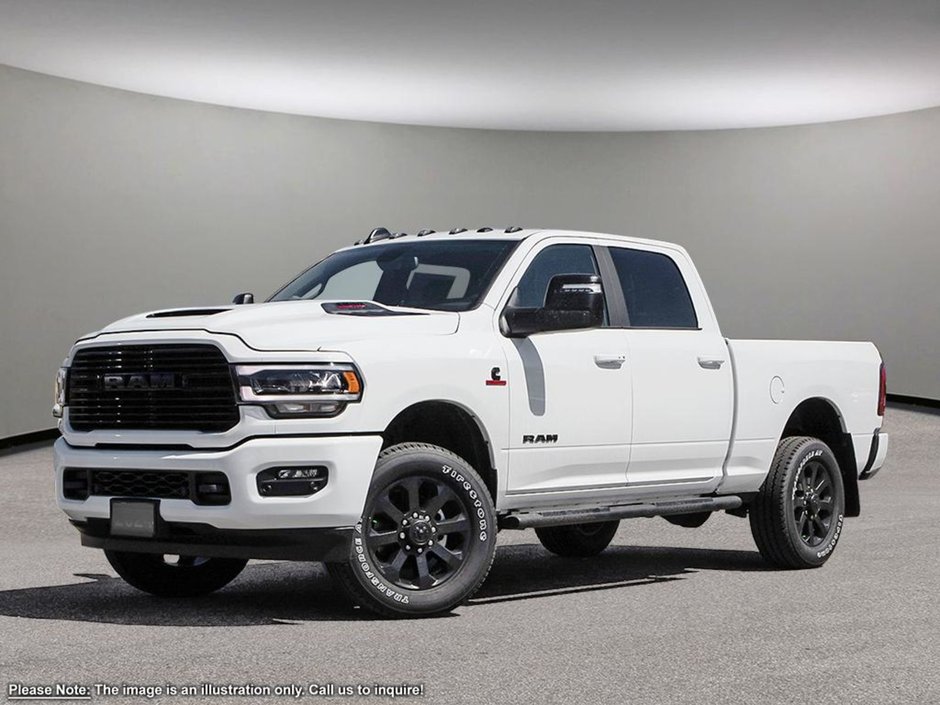 2024 Ram 3500 LARAMIE NIGHT EDITION IN BRIGHT WHITE EQUIPPED WITH A 6.7L CUMMINS HO TURBO DIESEL I6 , 4X4 , 6SPD AISIN HD AUTO , LARAMIE LVL B-0