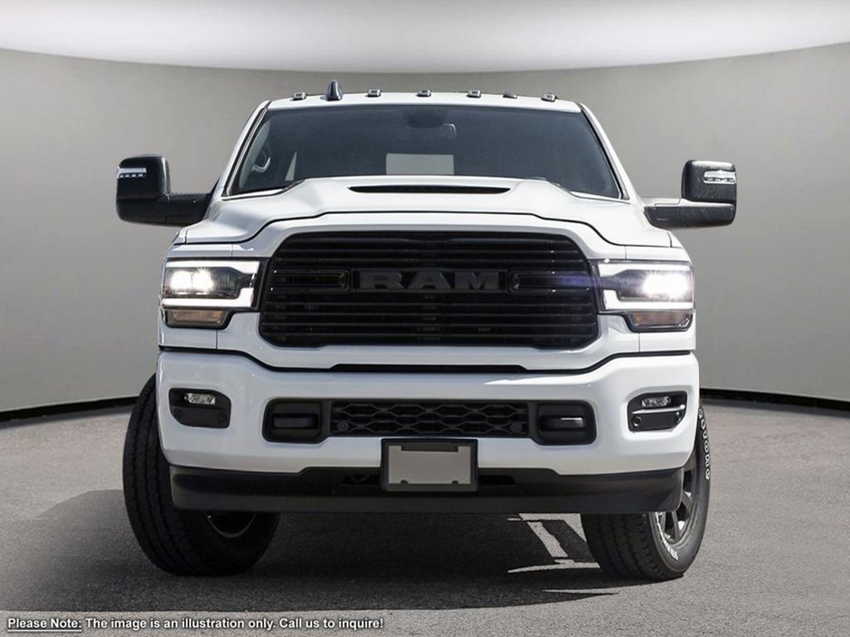 2024 Ram 3500 LARAMIE NIGHT EDITION IN BRIGHT WHITE EQUIPPED WITH A 6.7L CUMMINS HO TURBO DIESEL I6 , 4X4 , 6SPD AISIN HD AUTO , LARAMIE LVL B-1