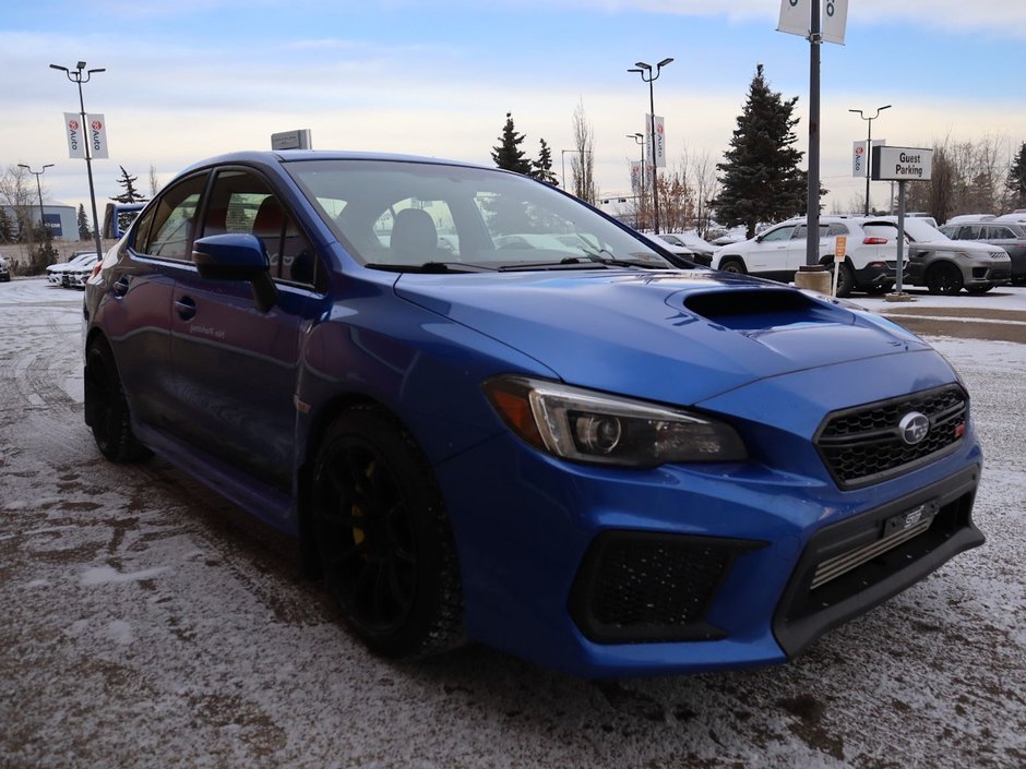 2019 Subaru WRX STI IN BLUE EQUIPPED WITH A 2.5L TURBO H4 , AWD , 6SPD MANUAL , RECARO BUCKET SEATS , SPOILER , QUATTRO EXHAUST , HOOD SCOOP , A-11