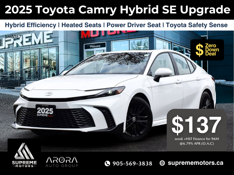 2025 Toyota Camry Hybrid SE Upgrade FWD in Mississauga, Ontario