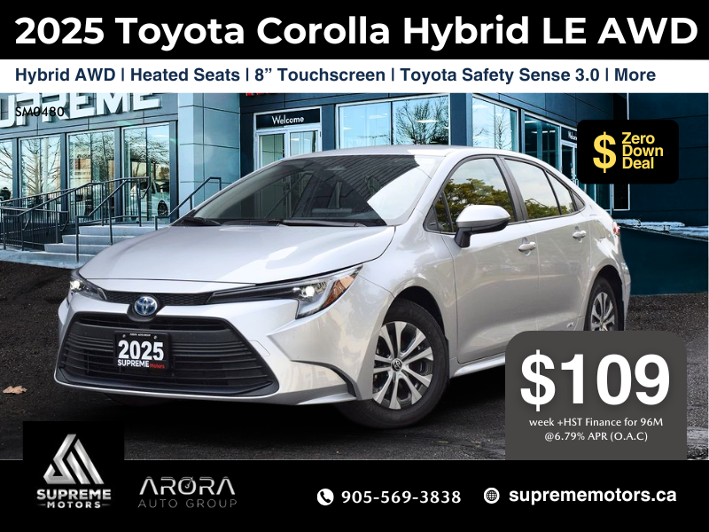 2025 Toyota Corolla Hybrid LE AWD in Mississauga, Ontario