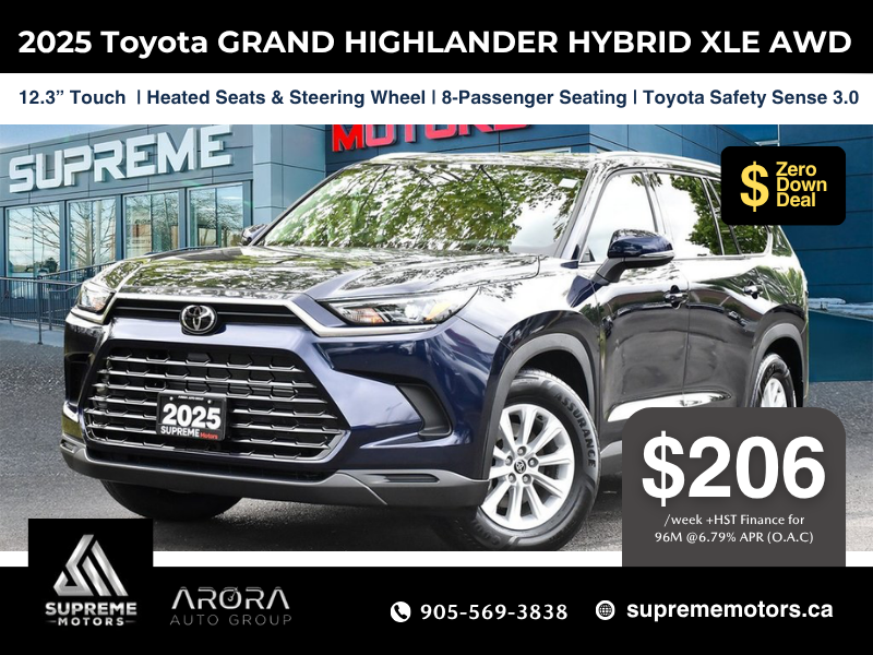 2025 Toyota GRAND HIGHLANDER HYBRID XLE AWD in Mississauga, Ontario