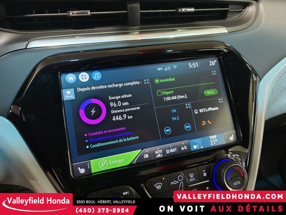 2021 Chevrolet Bolt EV LT 417 KM AUTONOMIE SIÈGES CHAUFFANTS CARPLAY-26