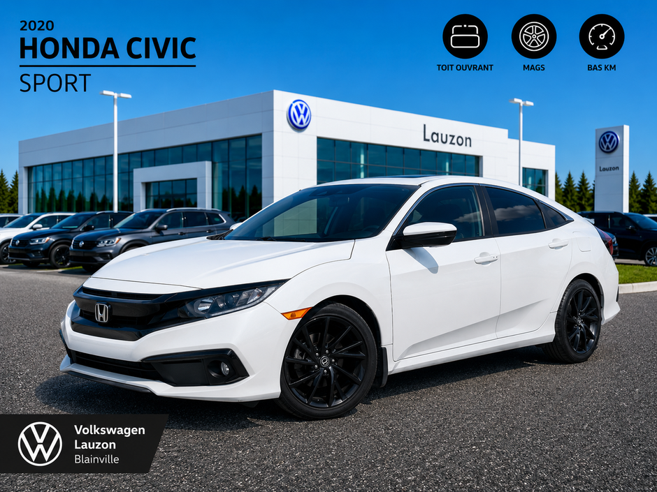 Honda Civic Sedan Sport+TOIT+AUTO+MAG+CAMERA 2020 à Laval, Québec