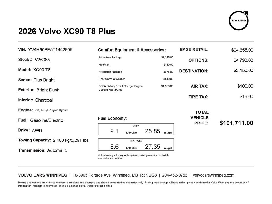 2026 Volvo XC90 Plug-In Hybrid Plus Bright Theme-1